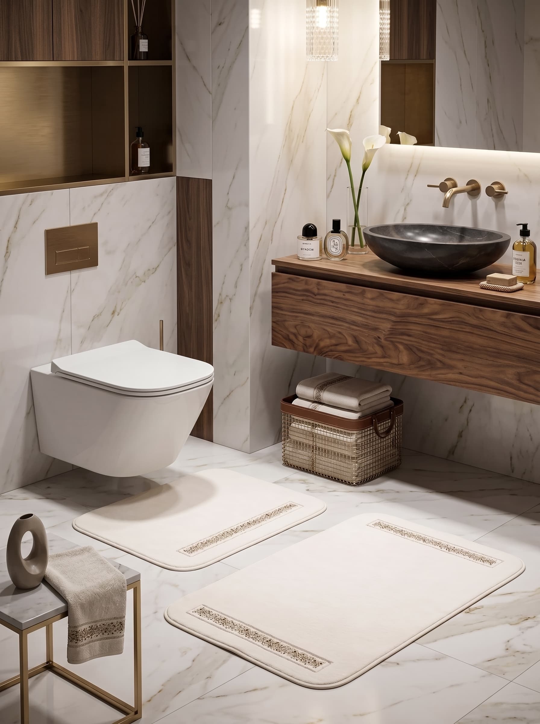 Güzide Eliza 2'li Banyo Paspası çeyizlik banyo paspas setleri